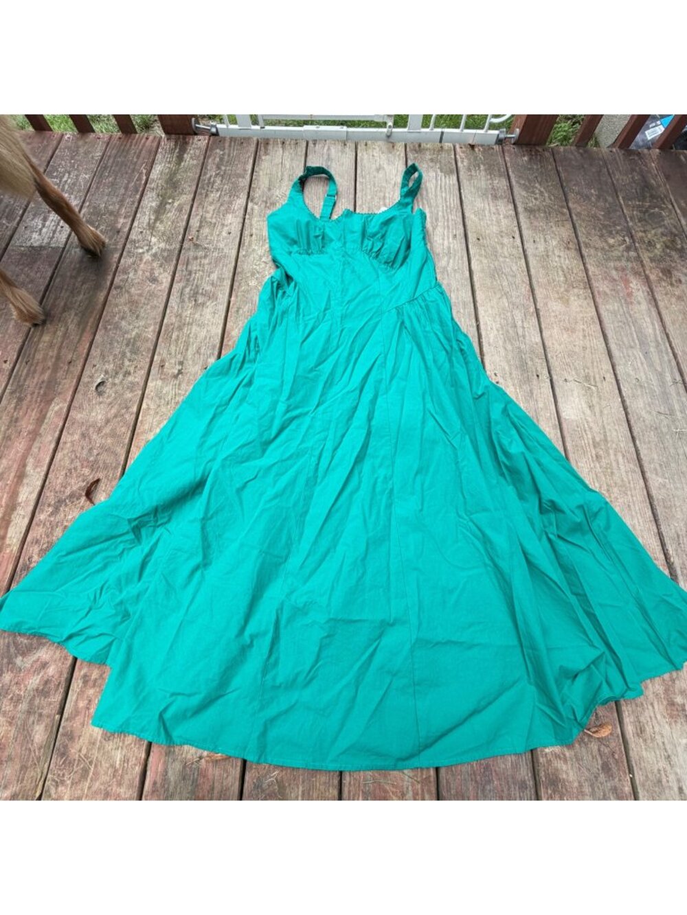 Abercrombie & Fitch Womens Teal Maxi Dress XL Adjustable Straps Smocked Back